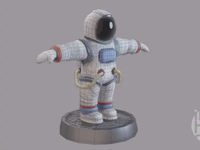 Cartoon low poly astronaut character Low-poly 3D model
