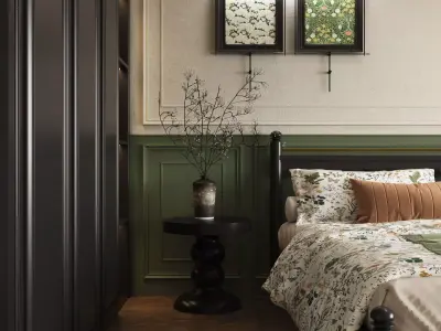 French Style Bedroom Low-poly 3D model