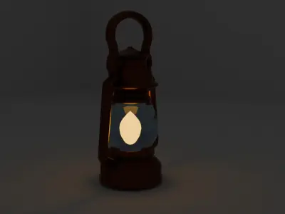 Antique Oil Lantern  Low Poly 3D Model Low-poly 3D model