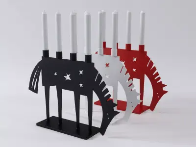 Horse candle holder with four candles 3D model