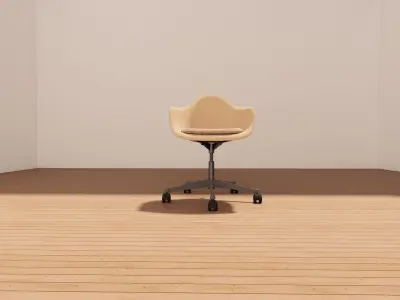 Eames Style Office Chair 3D Model - Metal - Wood - Fabric Low-poly 3D model