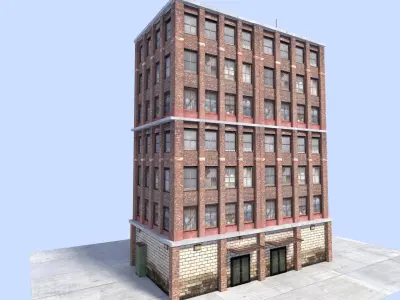 low poly town building  2 Low-poly 3D model