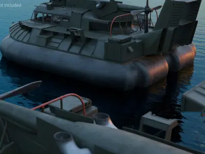  Amphibious Military Hovercraft on Water 