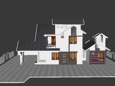 HOME 6 modern house in kerala 3D model