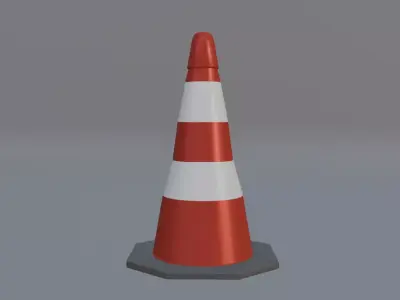  Traffic Cone Low Poly Game Ready Two Prop 3D Model Low-poly 3D model