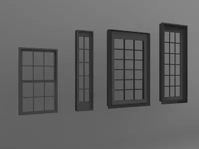 Window Set four windows 3D model