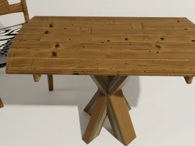 Wooden garden table 3D model