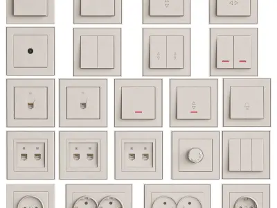  Lezard Rain sockets and switches 3D model