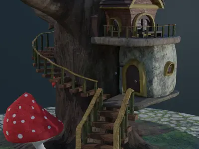 Fairy treehouse Low-poly 3D model