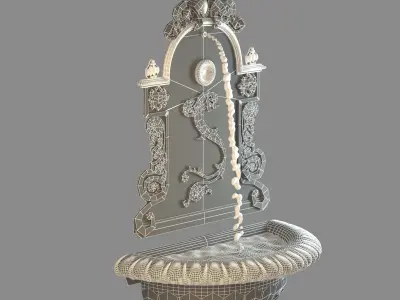 Cast Iron Drinking Wall Fountain 3D model