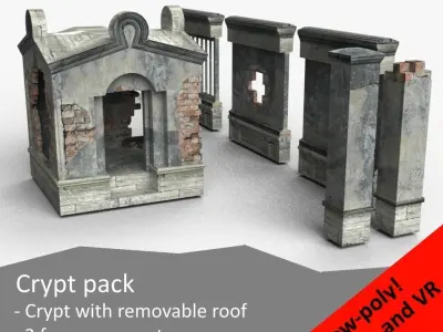 Crypt pack Low-poly 3D model