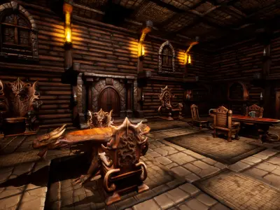 Medieval Dining Room Asset Pack Low-poly 3D model