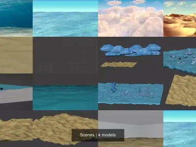 Scenes -- Ocean - Underwater - Desert - Sky - Cloud 3D Model Pack