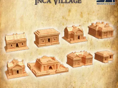 Modular Inca Village Tabletop Terrain 28 mm 3D print model