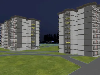 Apartments with interior Plan and master Plan 3D model