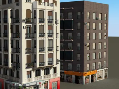 Building Collection 21-24 Low-poly 3D model