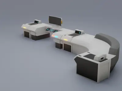 Sci-Fi Workspace - Low poly - PBR - Game ready Low-poly 3D model