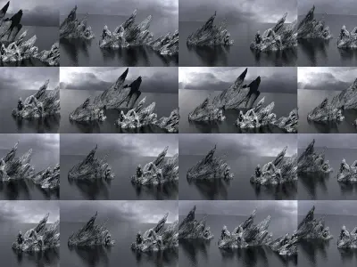 Mountain collection 1 series of showing castle 3D Model Pack