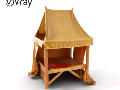 Medieval Market Stall Model Pack with Canvas Cover Low-poly 3D model