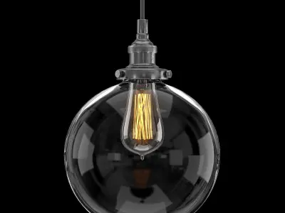 20th c Factory Filament Clear Glass Cafe Pendant 3D model