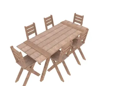 Table and chairs 3D model