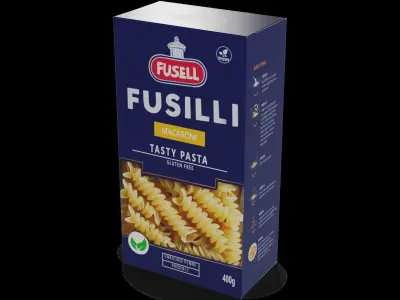 Penne fusilli macaroni vermicelli shells and shapes Fusilli P... Low-poly 3D model