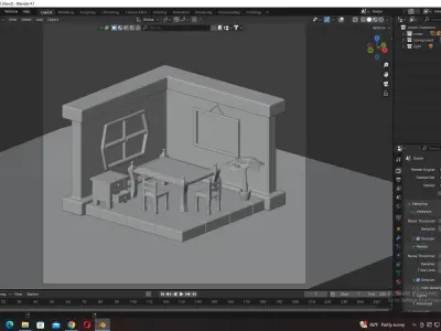 Isometric room Low-poly 3D model buy