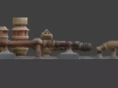 Steampunk Victorian Industrial Street Segment 3D Model Low-poly 3D model