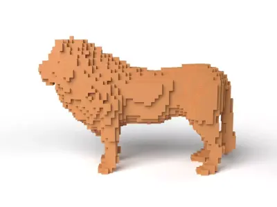 Lion Minecraft Voxel Low-poly 3D model