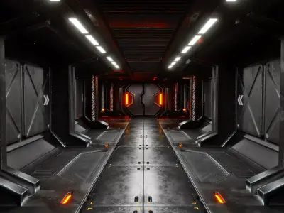 Modular Sci-Fi Corridor kit Low-poly 3D model