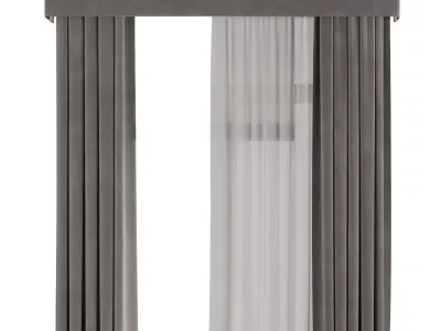 Curtains with Roman blinds 18 HbH Low-poly 3D model