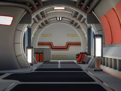 Modular SciFi Level Low-poly 3D model