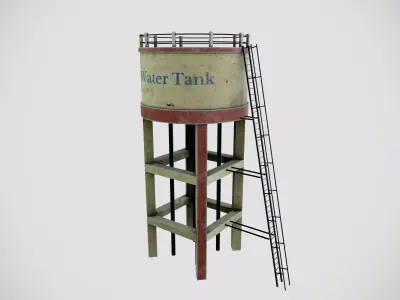 Overhead Water Storage Tank Low-poly 3D model