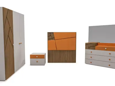 kids room furniture set 3D model