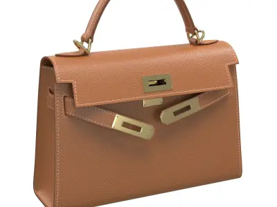 Hermes Kelly Bag Brown Leather Low-poly 3D model