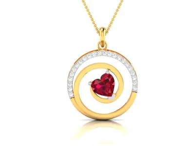 Solitaire Women Heart Pendants 3dm STL OBJ FBX Render Details 3D print model