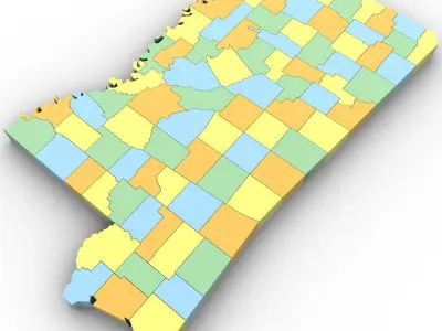 Mississippi Political Map 3D model