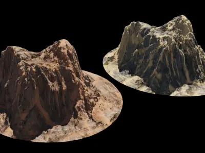 Desert rocks 4-8K Low-poly 3D model