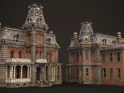 Old American House Abandoned Low-poly 3D model