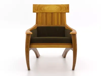 Sabre wooden lounge chair 3D model