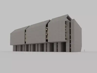Brutalist Building 16 Low-poly 3D model
