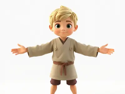 Young Adventurer Rigged and Animated D Character Model Low-poly 3D model