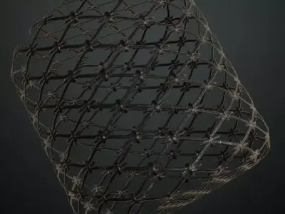 Vintage Barbed Wire Mesh Iron Guard PBR Seamless Texture