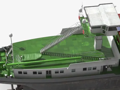  Low Draft Shipping Vessel Fully Loaded Green Rigged for Maya 