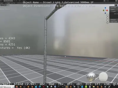 Street Light 1 Galvanized 5000mm 1F Low-poly 3D model