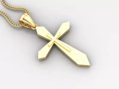 Light Gold 18K Cross Pendant 2CP029 3D print model