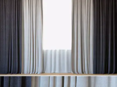 Curtains 65 Curtains with Tulle Grid Backhausen 3D model