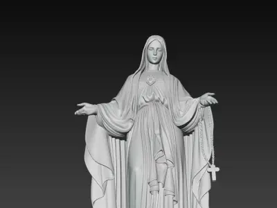 Sacred Heart Blessed Virgin Mary Highly Detailed 3D Sculpture 3D print model