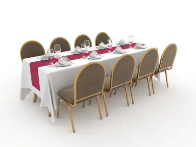 Collection Banquet Table and Chair 29 3D Model Pack