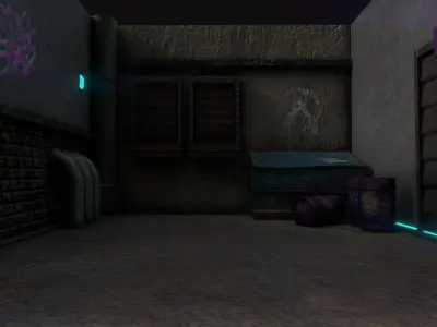 Back Alley Backdrop - Neon Cyberpunk Scenery - Full Perm Low-poly 3D model